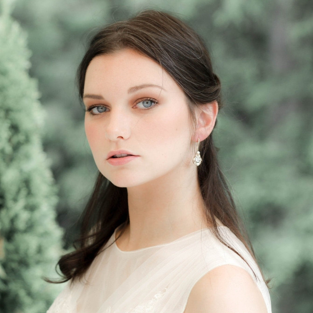 Delicate crystal drop Bridal earrings - ELLIE - Treasures by Agnes