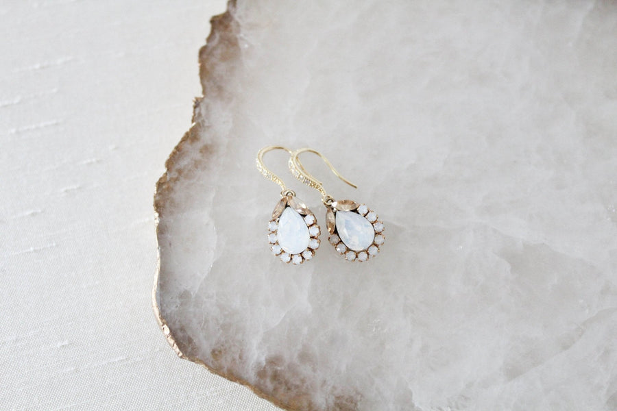 Delicate crystal drop bridal earrings - GIGI - Treasures by Agnes