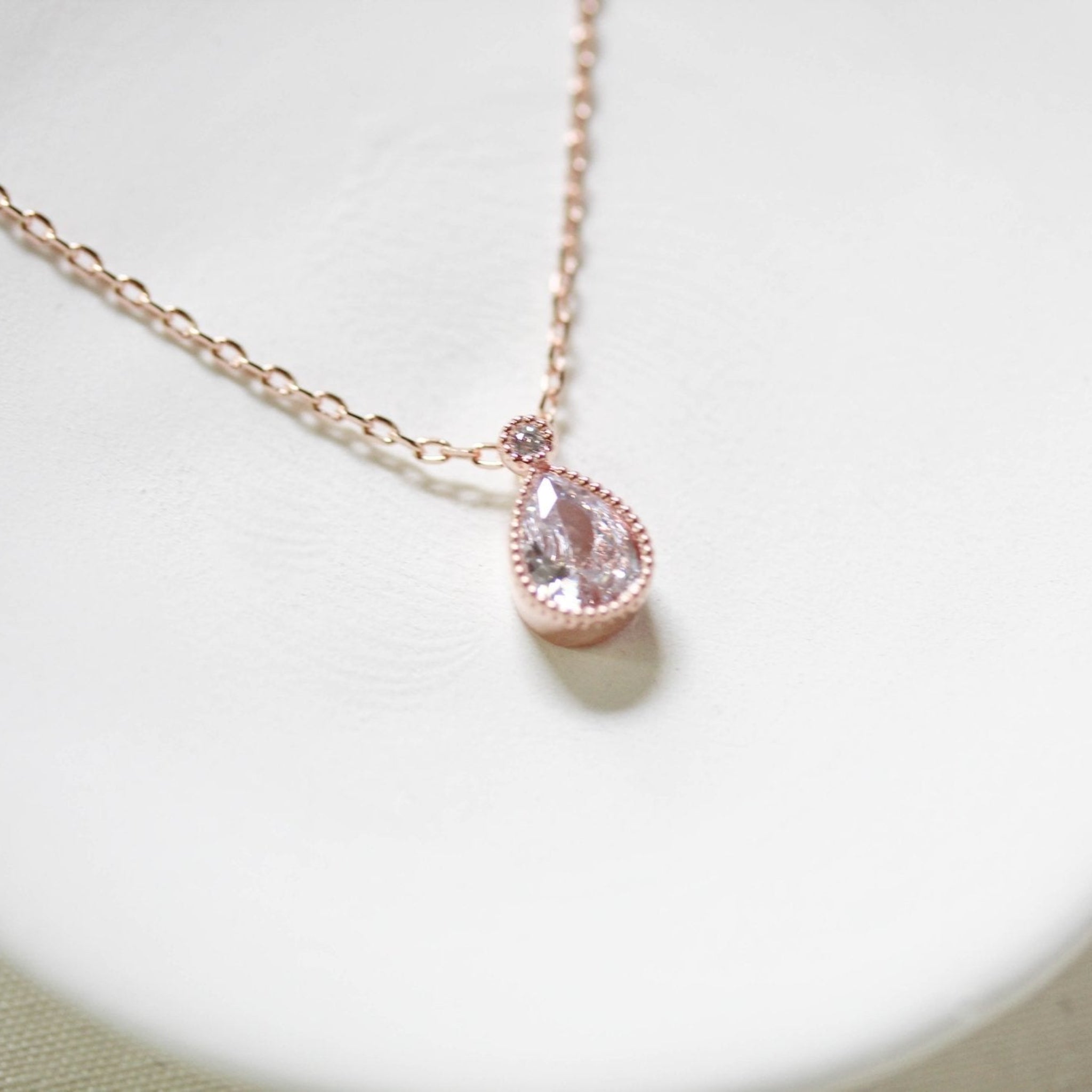 Delicate cubic zirconia Bridal backdrop necklace - KHLOE - Treasures by Agnes