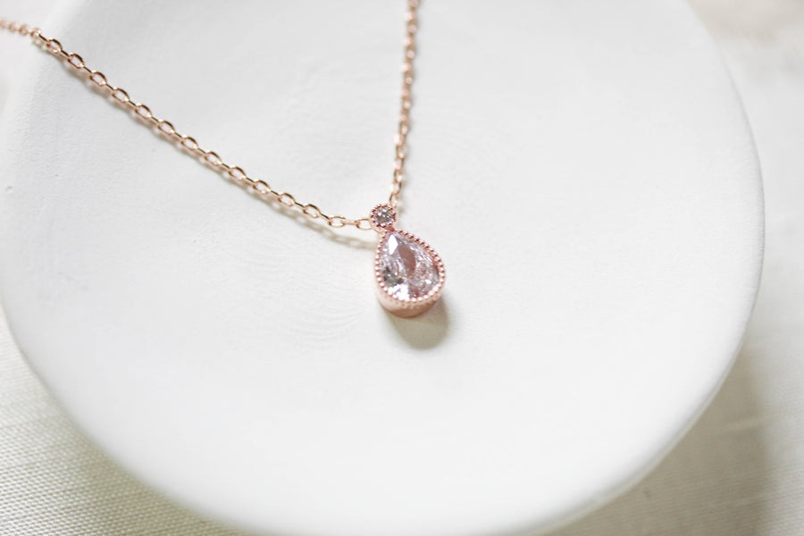 Delicate cubic zirconia Bridal backdrop necklace - KHLOE - Treasures by Agnes