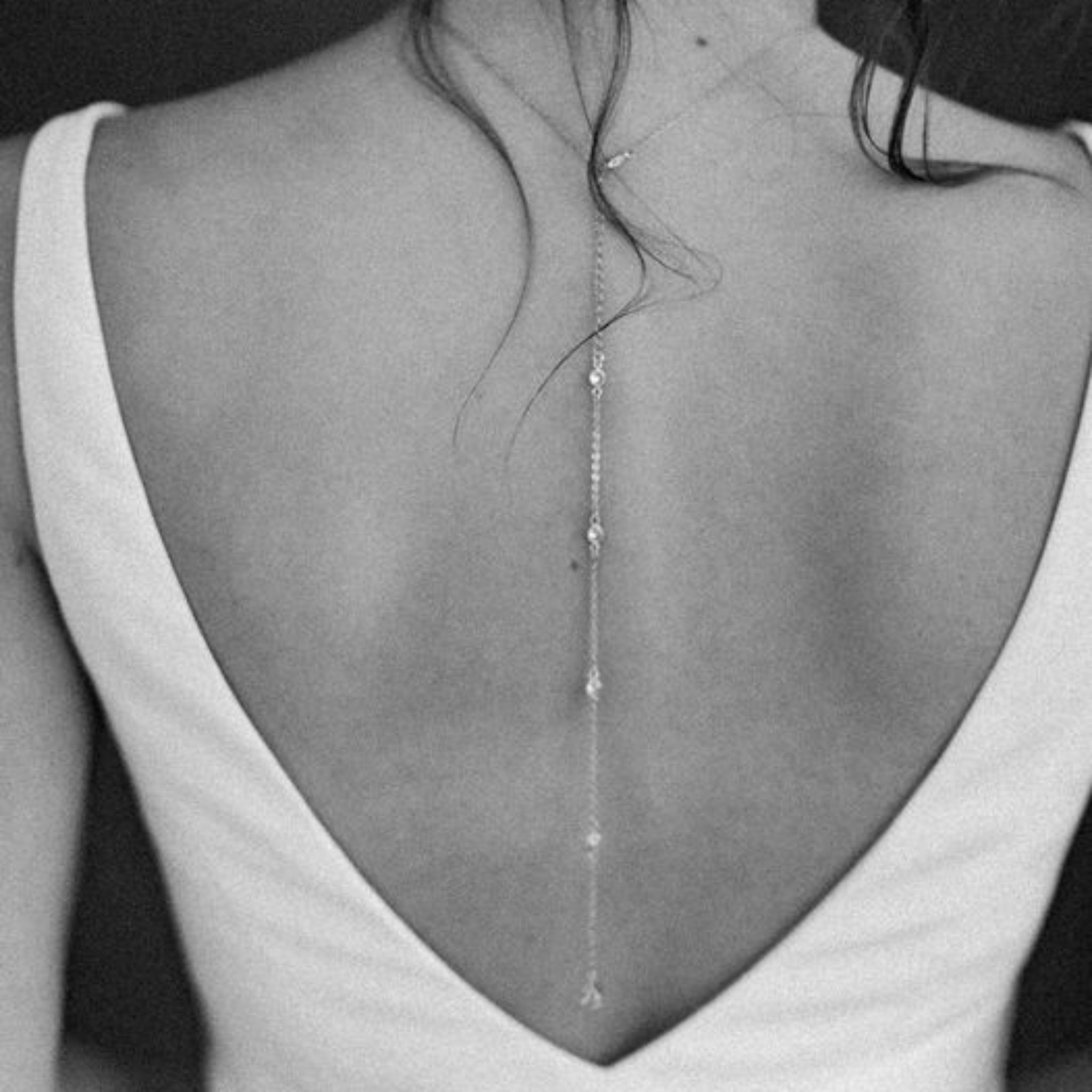 Delicate cubic zirconia Bridal backdrop necklace - KHLOE - Treasures by Agnes