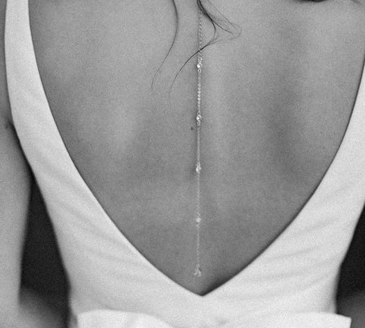 Delicate cubic zirconia Bridal backdrop necklace - KHLOE - Treasures by Agnes