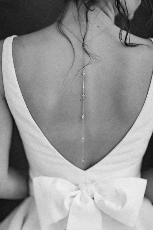 Delicate cubic zirconia Bridal backdrop necklace - KHLOE - Treasures by Agnes