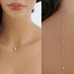 Delicate cubic zirconia Bridal backdrop necklace - KHLOE - Treasures by Agnes
