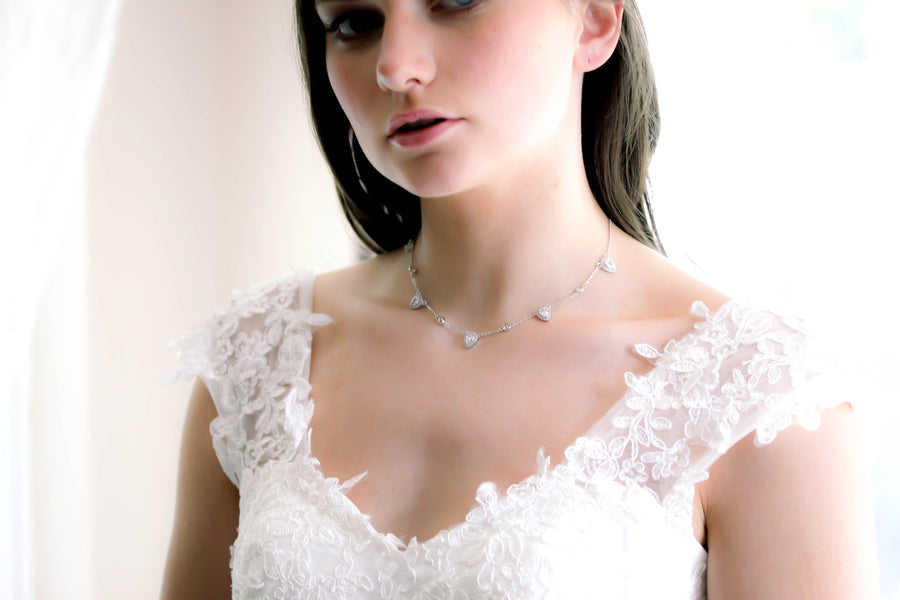 Delicate cubic zirconia bridal necklace - NORAH - Treasures by Agnes