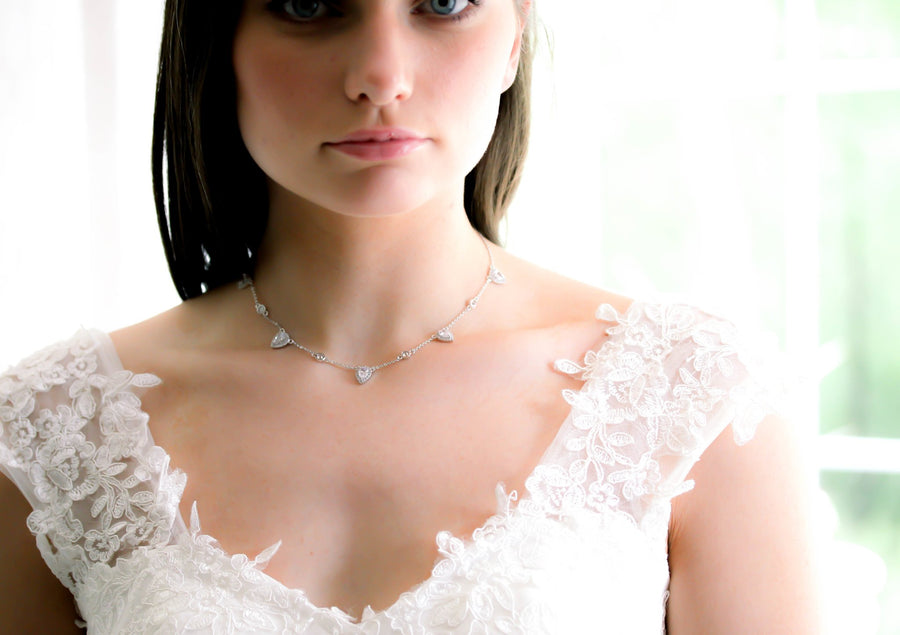 Delicate cubic zirconia bridal necklace - NORAH - Treasures by Agnes
