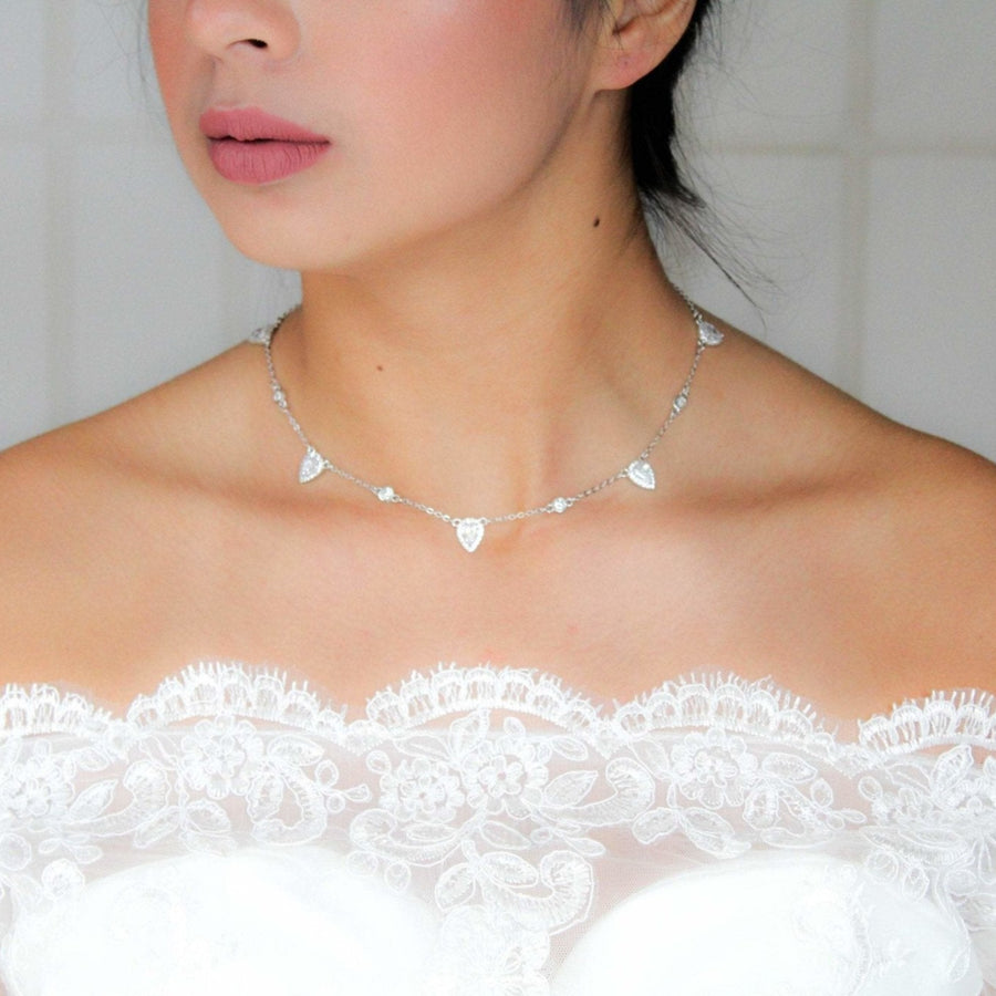 Delicate cubic zirconia bridal necklace - NORAH - Treasures by Agnes