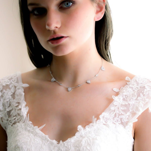 Delicate cubic zirconia bridal necklace - NORAH - Treasures by Agnes