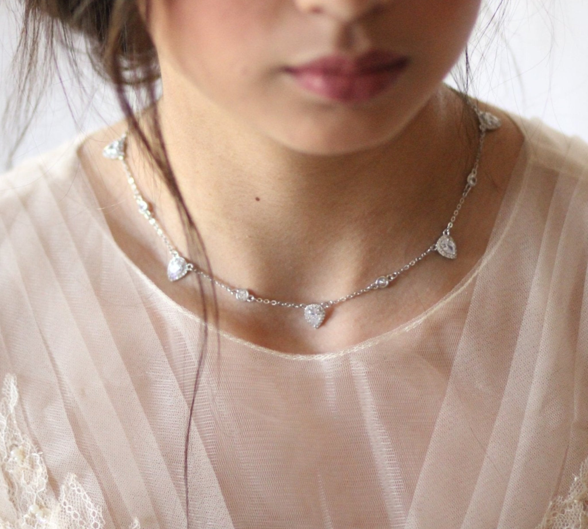 Delicate cubic zirconia bridal necklace - NORAH - Treasures by Agnes