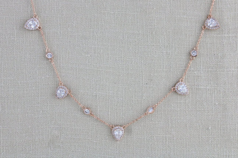 Delicate cubic zirconia bridal necklace - NORAH - Treasures by Agnes