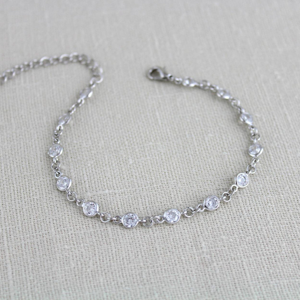 Delicate cubic zirconia rose gold Bridal or Bridesmaid tennis bracelet - KAYLA - Treasures by Agnes