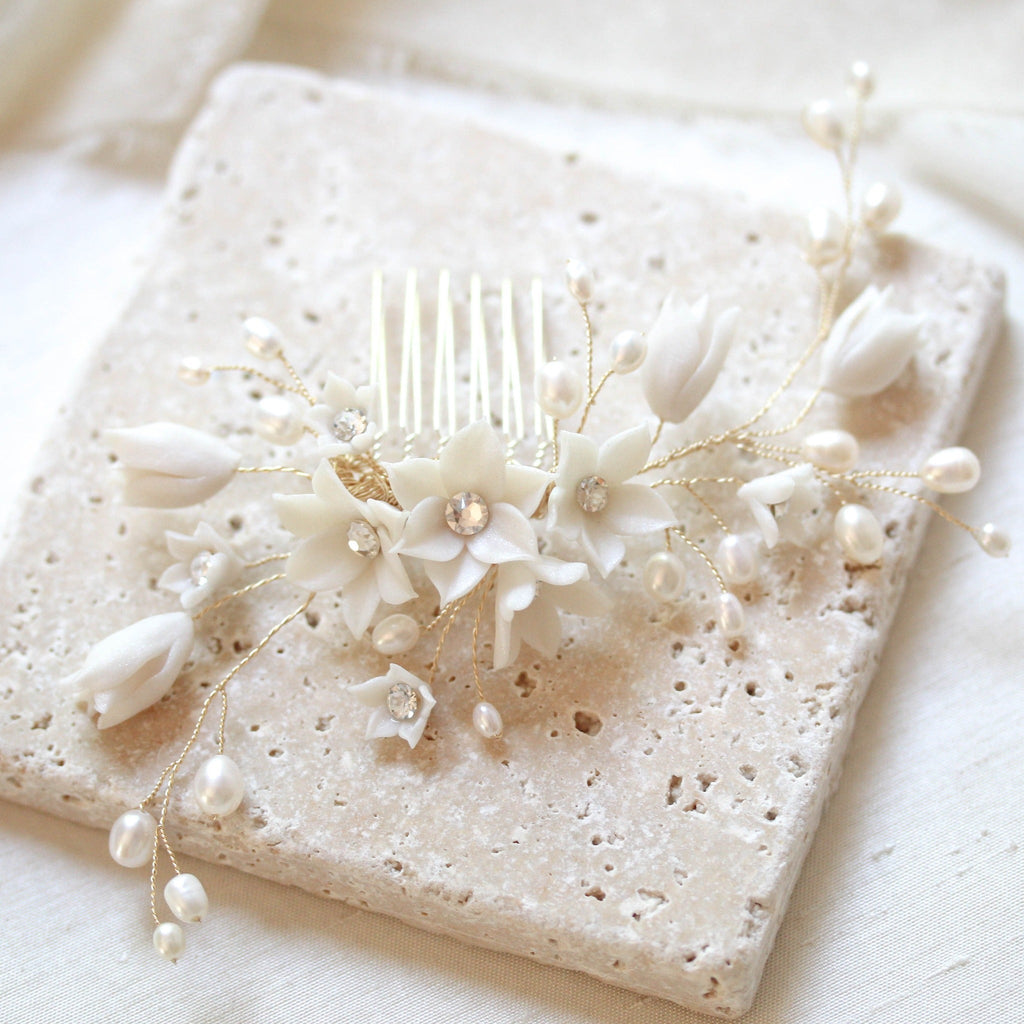 Bridal Hair Bun Artificial Flower Accessory - Thick Mogra/Jasmine/Mall –  Happy Pique