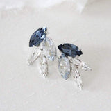 Delicate navy Swarovski crystal stud earrings - CHRISTINA
