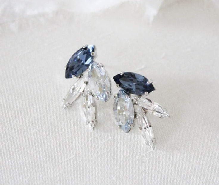 Delicate navy Swarovski crystal stud earrings - CHRISTINA