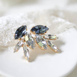 Delicate navy Swarovski crystal stud earrings - CHRISTINA