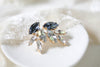 Delicate navy Swarovski crystal stud earrings - CHRISTINA