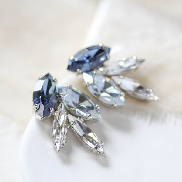 Delicate navy Swarovski crystal stud earrings - CHRISTINA