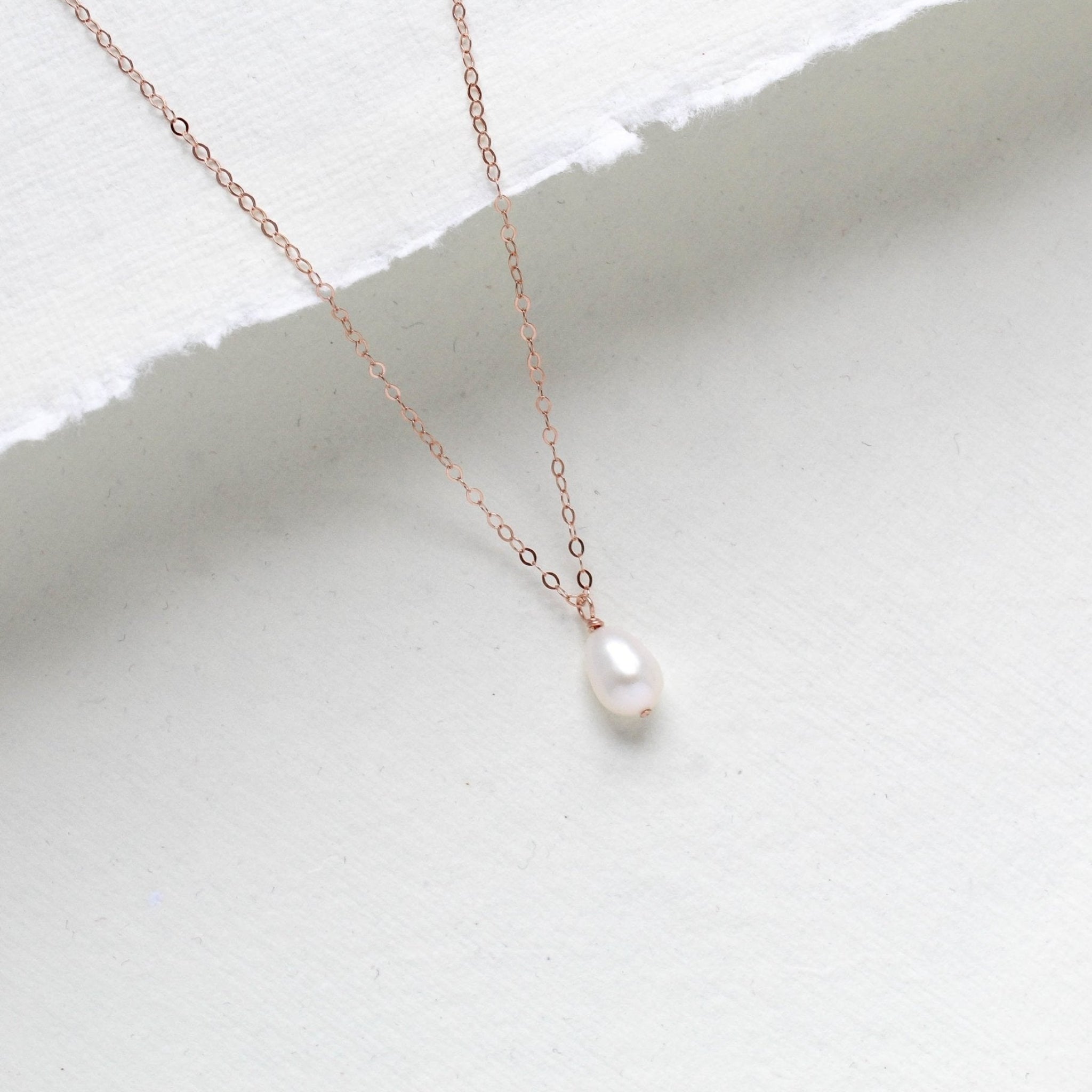 Delicate rose gold filled pearl drop necklace - DEMI - Treasures by Agnes