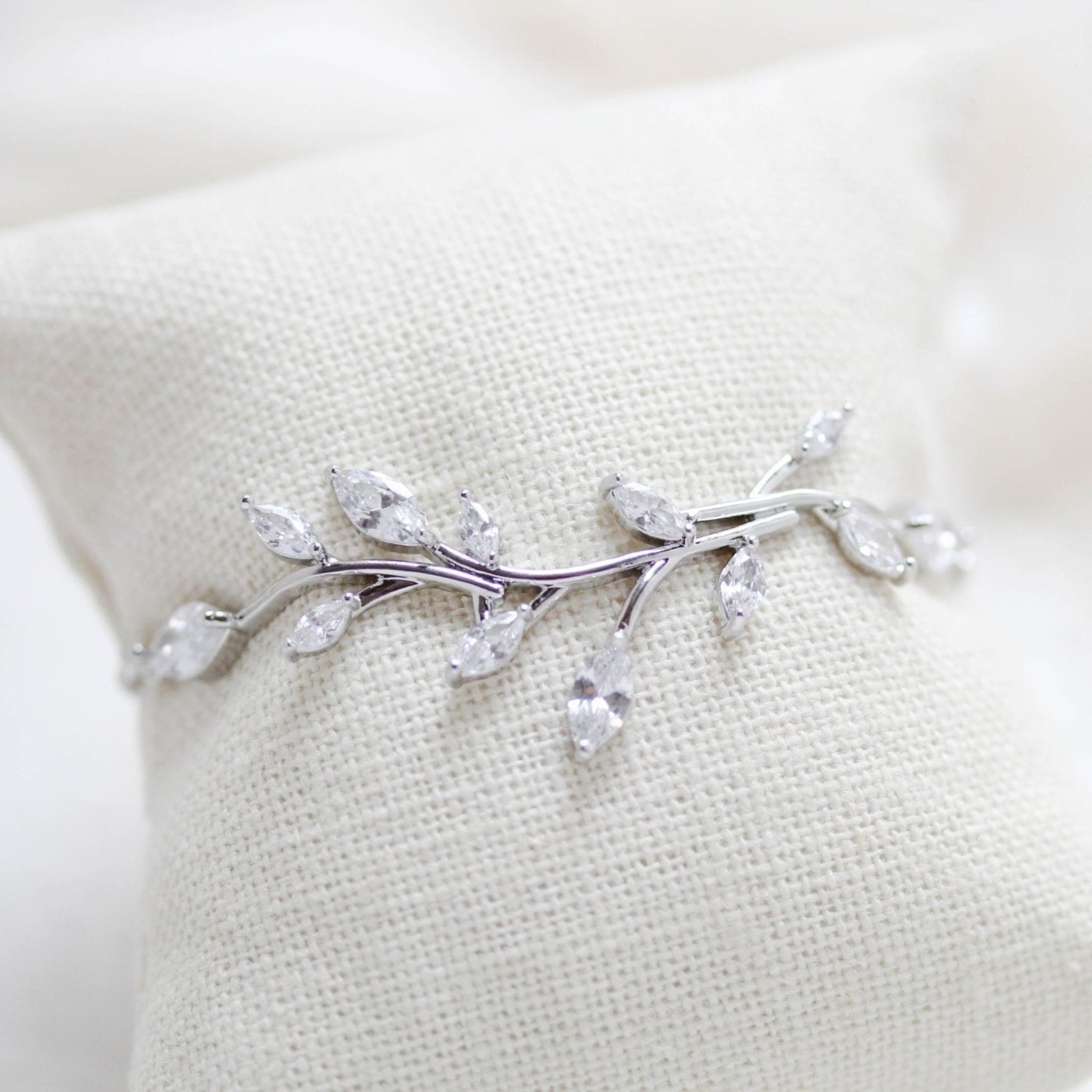Delicate Rose gold Adjustable CZ Bridal bracelet - APRILLE - Treasures by Agnes