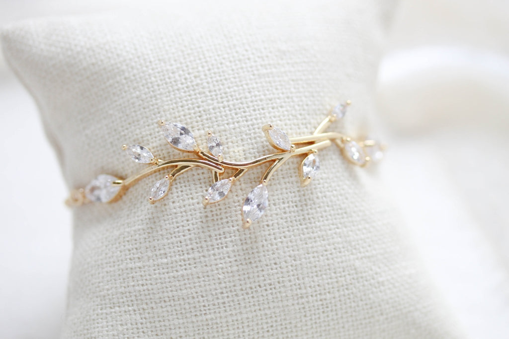 Delicate Rose gold Adjustable CZ Bridal bracelet - APRILLE - Treasures by Agnes