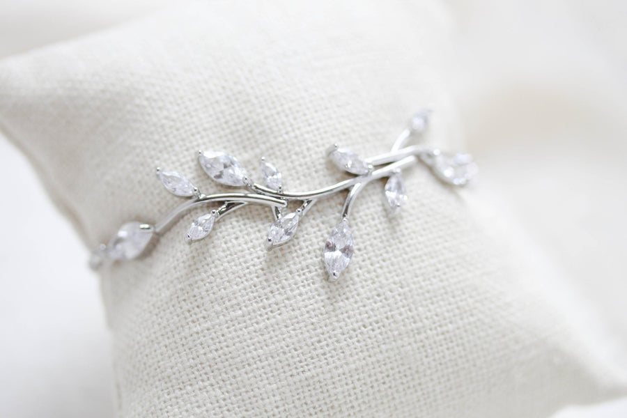 Delicate Rose gold Adjustable CZ Bridal bracelet - APRILLE - Treasures by Agnes