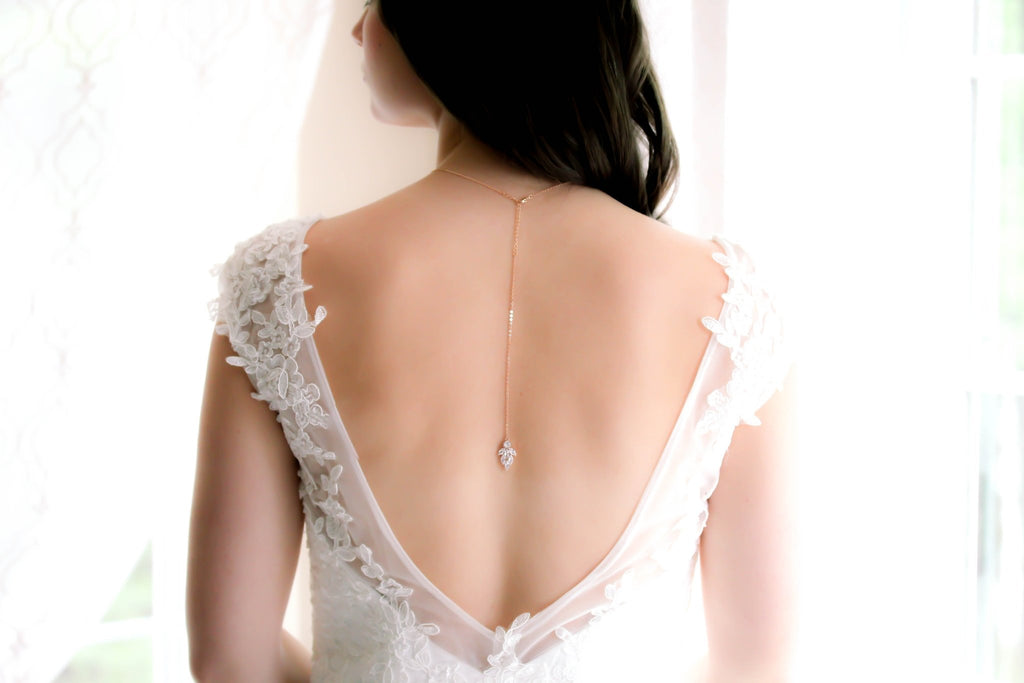 Delicate Rose gold Back necklace - KRISTEN - Treasures by Agnes