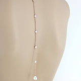 Delicate Rose gold Bridal back necklace - KAYLA - Treasures by Agnes
