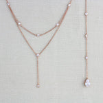 Delicate Rose gold Bridal back necklace - KAYLA - Treasures by Agnes