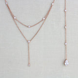 Delicate Rose gold Bridal back necklace - KAYLA - Treasures by Agnes