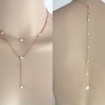 Delicate Rose gold Bridal back necklace - KAYLA - Treasures by Agnes