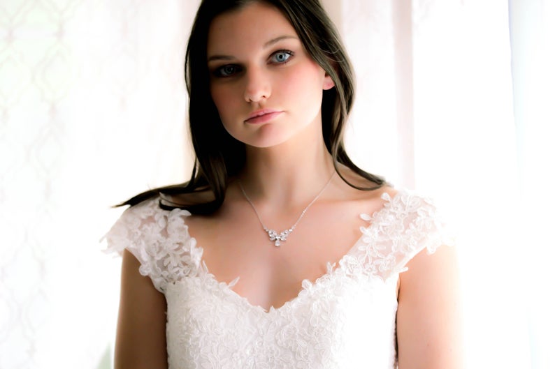 Delicate Rose gold Bridal backdrop necklace - JOSIE - Treasures by Agnes