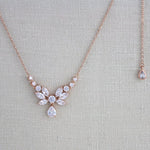 Delicate Rose gold Bridal backdrop necklace - JOSIE - Treasures by Agnes