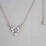 Delicate Rose gold Bridal backdrop necklace - JOSIE - Treasures by Agnes