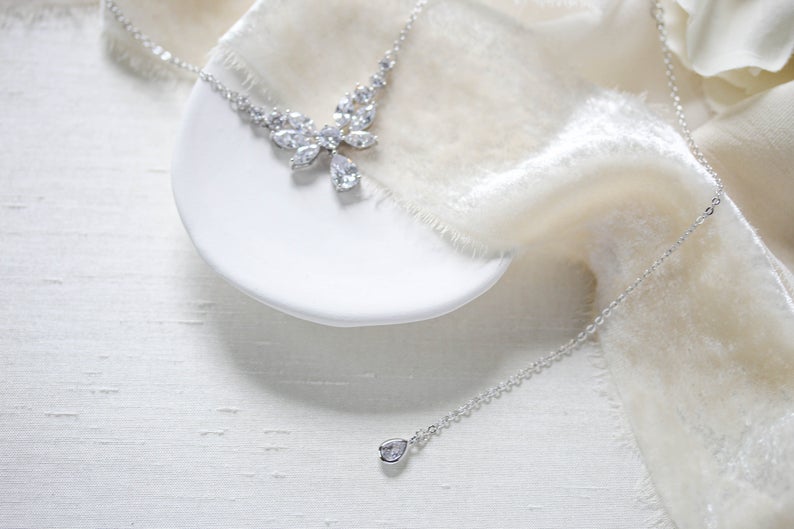 Delicate Rose gold Bridal backdrop necklace - JOSIE - Treasures by Agnes