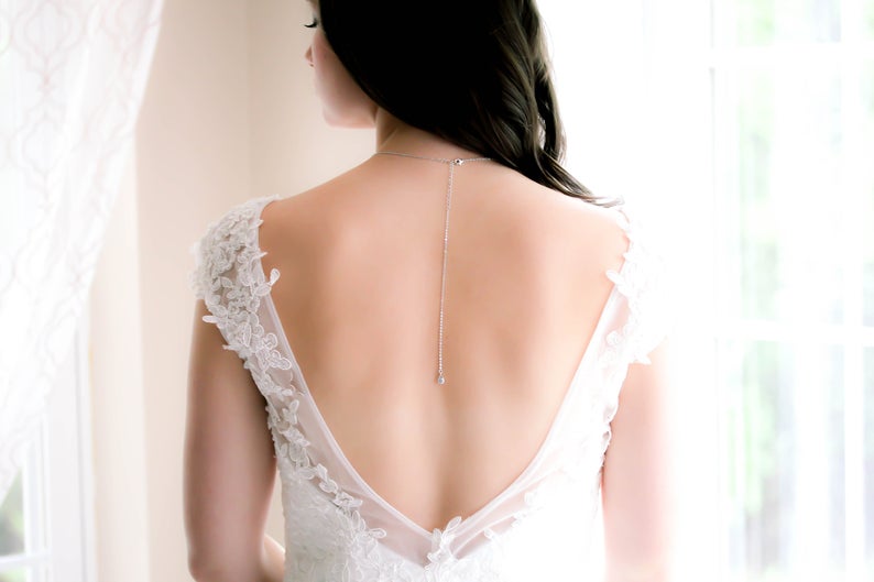 Delicate Rose gold Bridal backdrop necklace - JOSIE - Treasures by Agnes