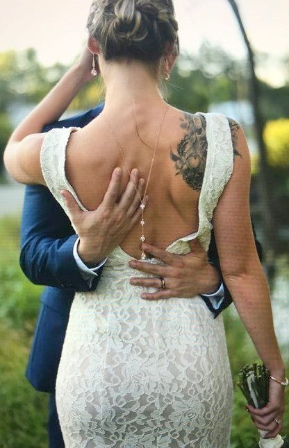 Delicate Rose gold Bridal backdrop necklace - LAUREN - Treasures by Agnes