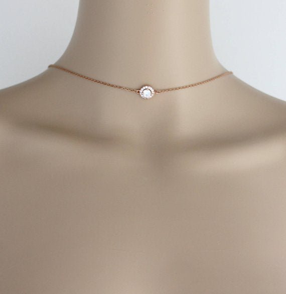 Delicate Rose gold Bridal backdrop necklace - LAUREN - Treasures by Agnes