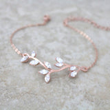 Delicate Rose gold bridal bracelet with Swarovski crystals - JOY - Treasures by Agnes