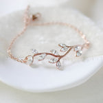 Delicate Rose gold bridal bracelet with Swarovski crystals - JOY - Treasures by Agnes