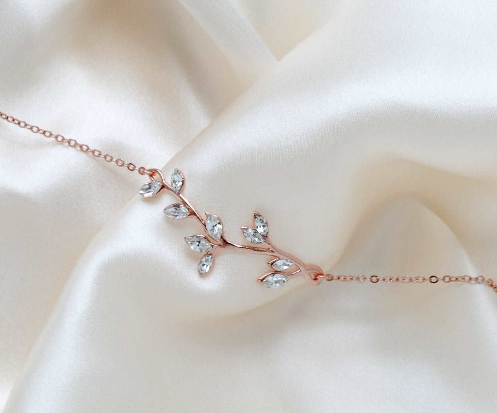 Delicate Rose gold bridal bracelet with Austrian crystals - JOY - Treasures by Agnes