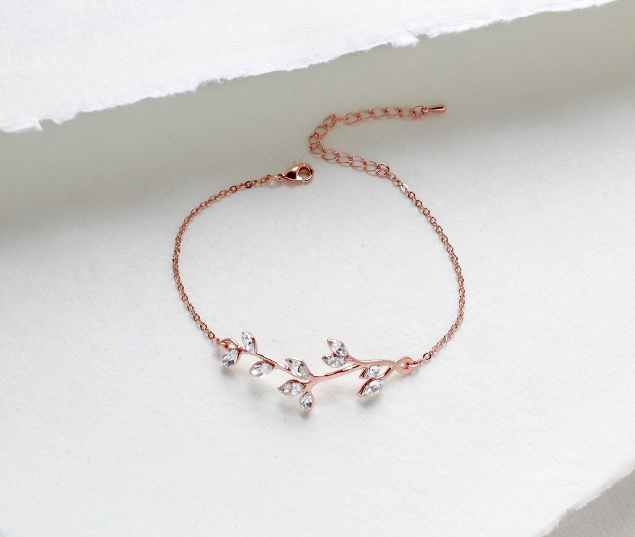 Delicate Rose gold bridal bracelet with Austrian crystals - JOY - Treasures by Agnes