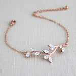 Delicate Rose gold bridal bracelet with Swarovski crystals - JOY - Treasures by Agnes