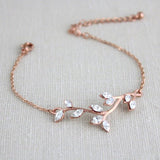 Delicate Rose gold bridal bracelet with Swarovski crystals - JOY - Treasures by Agnes