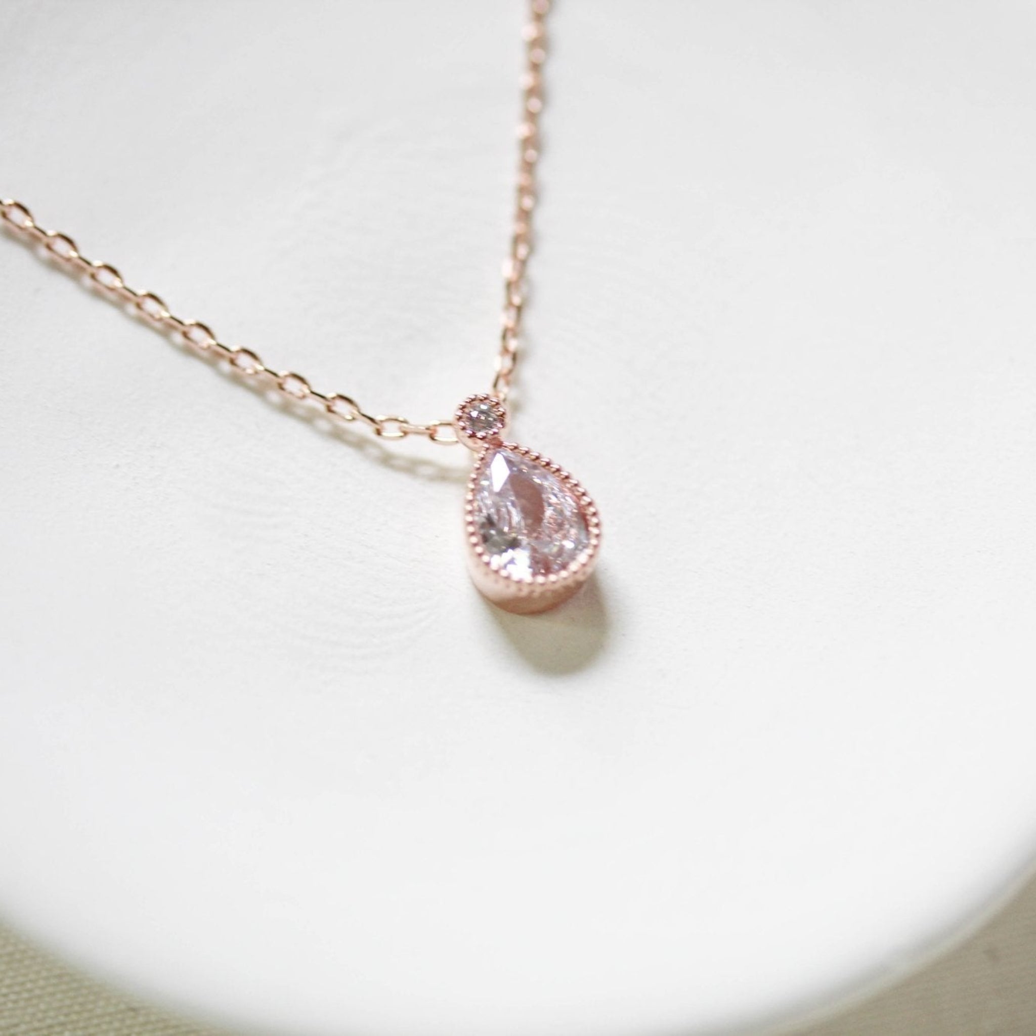 Delicate rose gold Bridal necklace and earring set - KHLOE - Treasures by Agnes