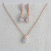 Delicate rose gold Bridal necklace and earring set - KHLOE - Treasures by Agnes
