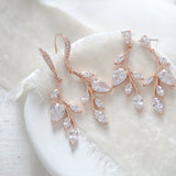 Delicate rose gold bridal necklace and earrings set - APRILLE