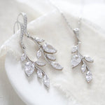 Delicate rose gold bridal necklace and earrings set - APRILLE