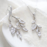 Delicate rose gold bridal necklace and earrings set - APRILLE