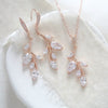 Delicate rose gold bridal necklace and earrings set - APRILLE