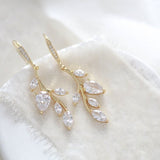 Delicate rose gold bridal necklace and earrings set - APRILLE